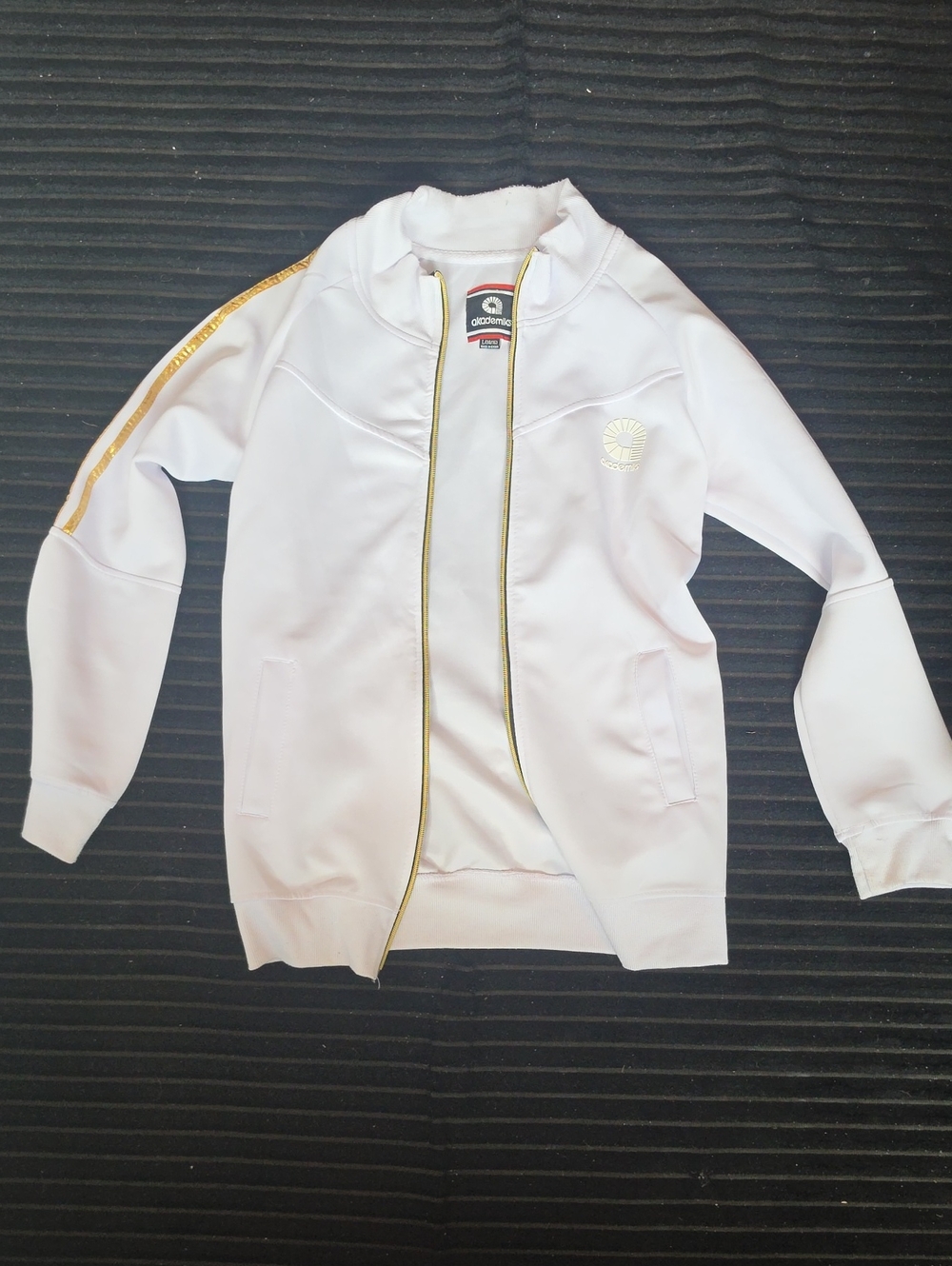 Akademiks White Track Jacket with Gold Trim